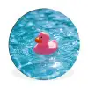 Badeend - Dobberend - Roze Wandcirkel aluminium klein -3d