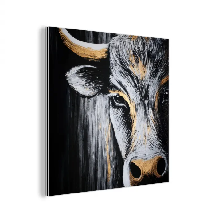 Stier - Hoorns - Snuit - Goud aluminium wit klein -3d