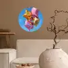 Ballonnen - Goud - Stervorm - Roze Wandcirkel behangsticker klein -sfeer1