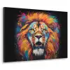 Leeuw - Graffiti - Dieren - Zwart Textielframe zwart klein -3d