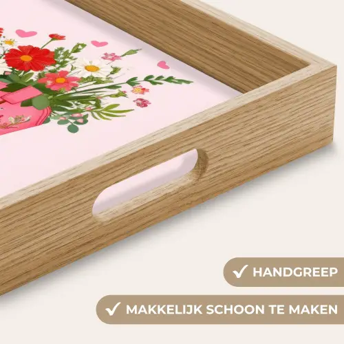 Cowboylaarzen - Roze - Boeket - Bloemen Dienblad Rechthoek middel -USP_HandgreepNL