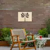 Bladeren - Gestreept - Stengel - Beige Tuinposter op houten frame 2 cm dik klein -sfeer3