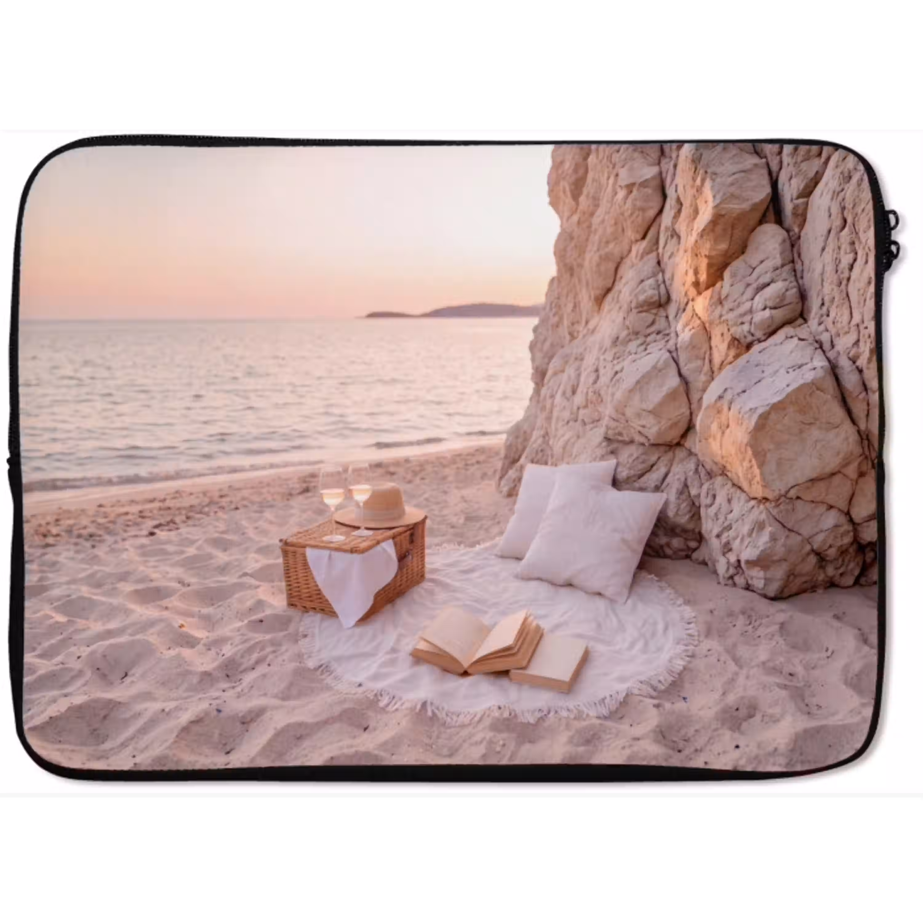 Strand - Picknick - Zonsondergang - Zomer - Natuur laptophoes neopreen klein -zkaufland3dotto