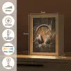 Koptelefoon - Bruin - Dynamische penseelstreken Light Box met kabel (Tafellamp) klein -USP_NL