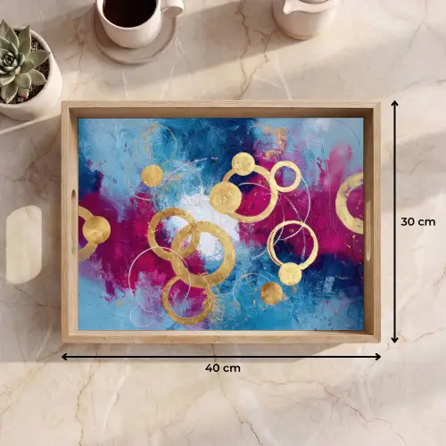 Cirkels - Goud - Abstract Dienblad Rechthoek middel -USP_Formaat