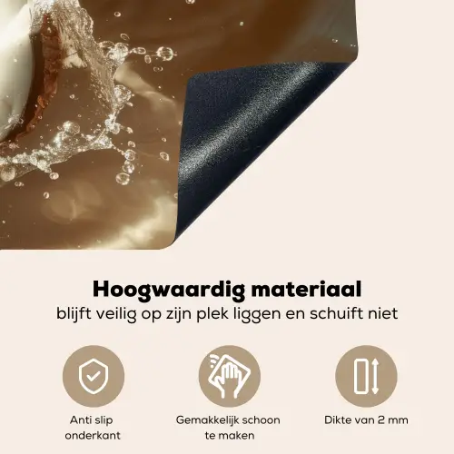 Kokosnoot - Water - Beige - Spetters Inductie beschemer met haakjes klein -ky-onderkant-nl