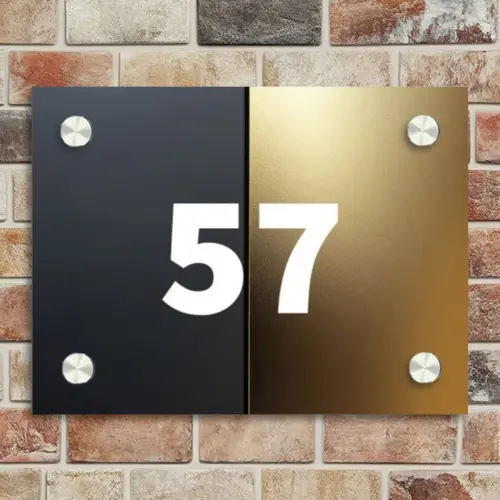 Half goud zwart - Traditioneel Naambord Rechthoek middel -sfeer3