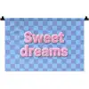 Sweet dreams - Vierkanten - Roze - Blauw Wandkleed katoen klein -zz3d