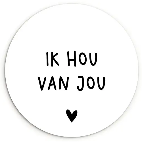 Spreuken - Ik hou van jou - Quotes Wandcirkel kunststof plaat 5mm dik klein -3d