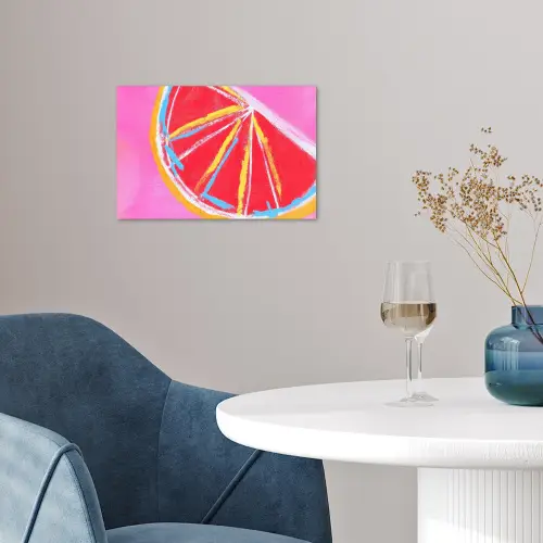 Grapefruit - Geschilderd - Roze - Strepen poster papier klein -sfeer3