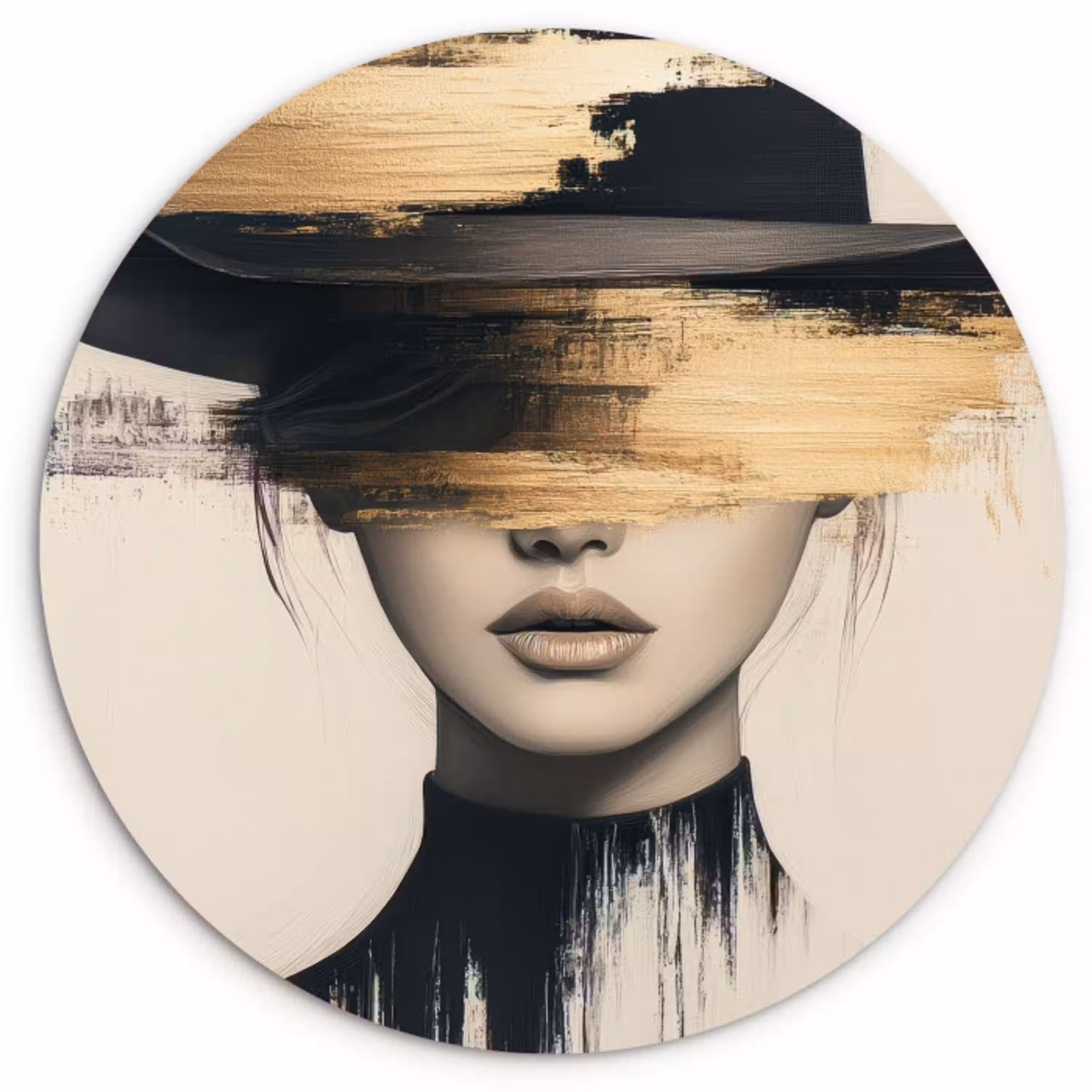 Vrouw - Hoed - Verf Wandcirkel plexiglas klein -3d