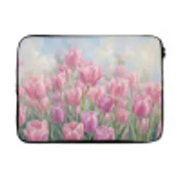 Tulpen - Veld - Lente - Roze laptophoes neopreen klein -3d