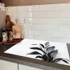 Plant - Bladeren - Minimalistisch - Zwart Inductie beschermer vinyl 3mm klein -sfeer3