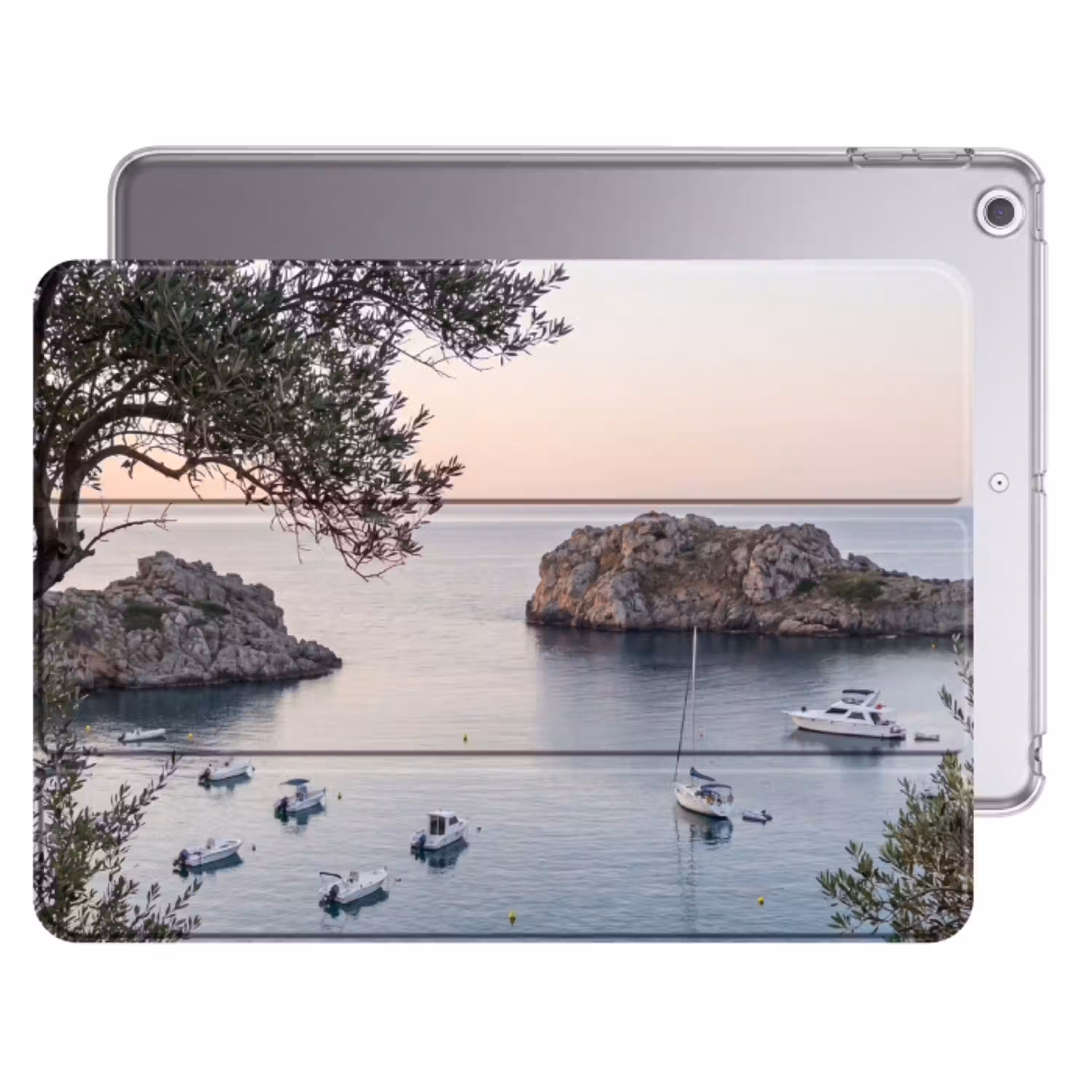 Baai - boten - zonsondergang Apple iPad 2017 middel -threedimensional_3d_global