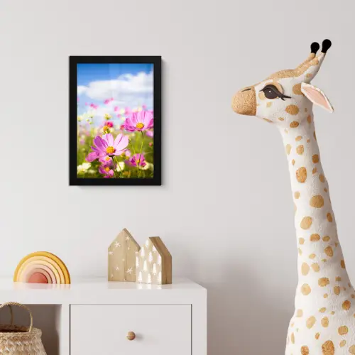 Bloemen - Wei - Paars - Gras - Wit - Wolken - Blauw fotolijst zwart zonder passe partout klein -usfeer4_kinderkamer