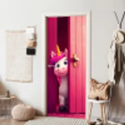 Eenhoorn - Roze - Deur - Fantasie deurposter klein -sfeer6