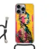 Vrouw - Verfstrepen - Gekleurd Hoesje iPhone 16 Pro Max met koord klein -3d