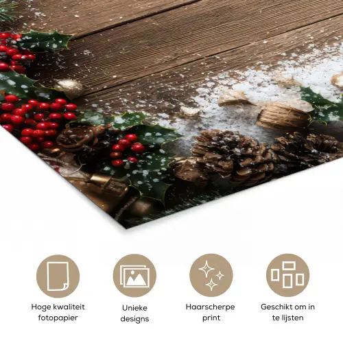 Kerstdecoratie - Geschenken - Hout - Veelkleurig poster papier klein -closeup_NL