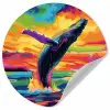 Zonsondergang - Walvis - Geschilderd - Kleurrijk Wandcirkel behangsticker klein -3d