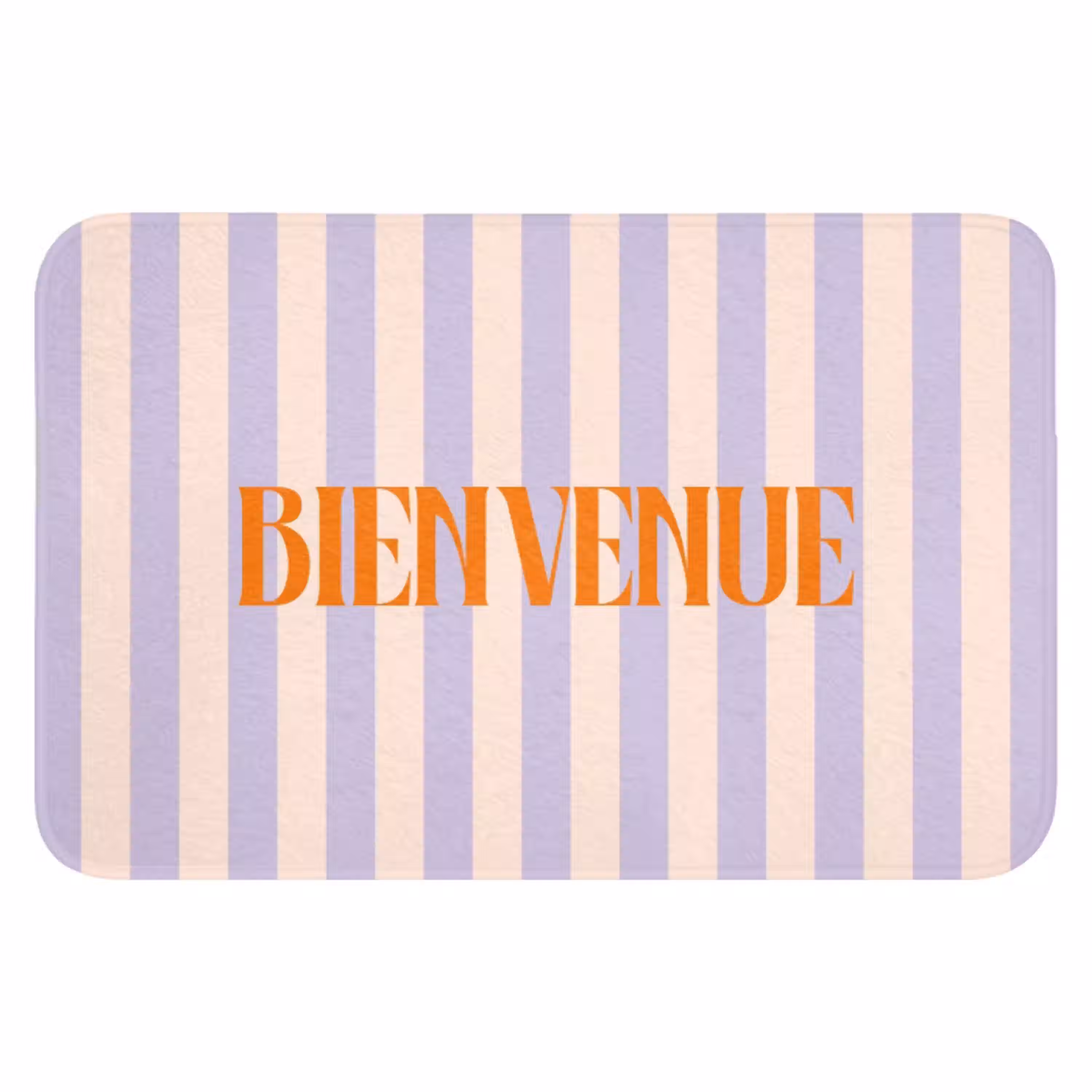 Lila - Oranje - Strepen - Bienvenue WCmat klein -3d