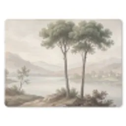 Bomen - Meer - Bergen - Illustratie muismat rubber klein -3d