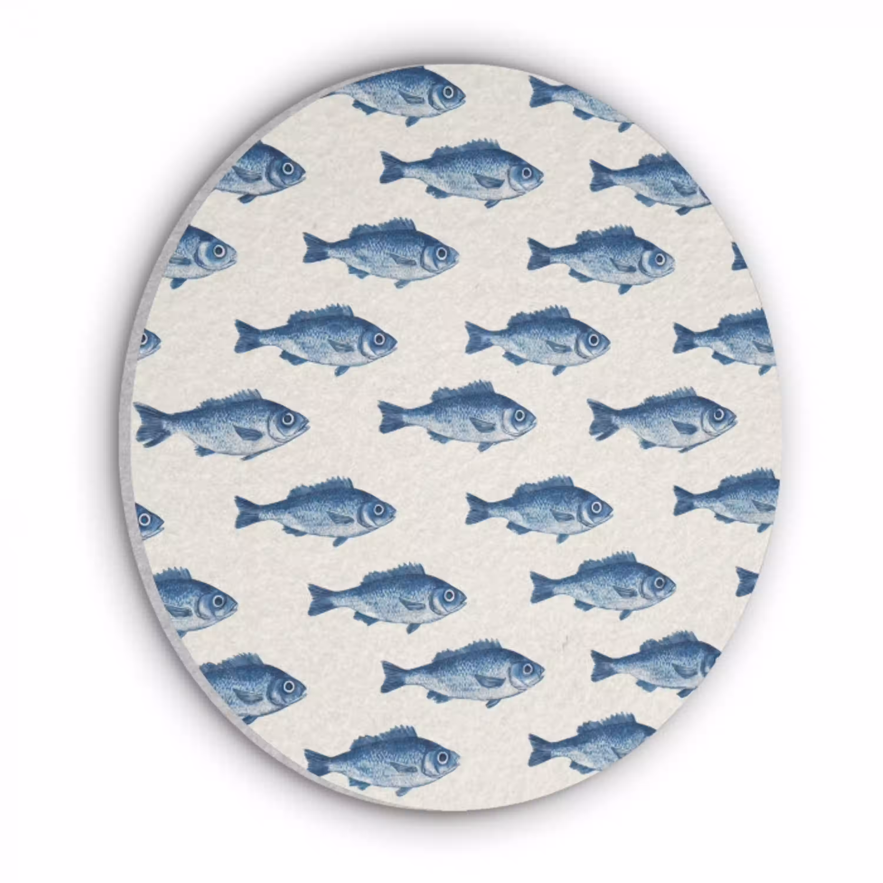 Vis - Patroon - Blauw Akoestische PET Vilt - Rond klein 838 -3d