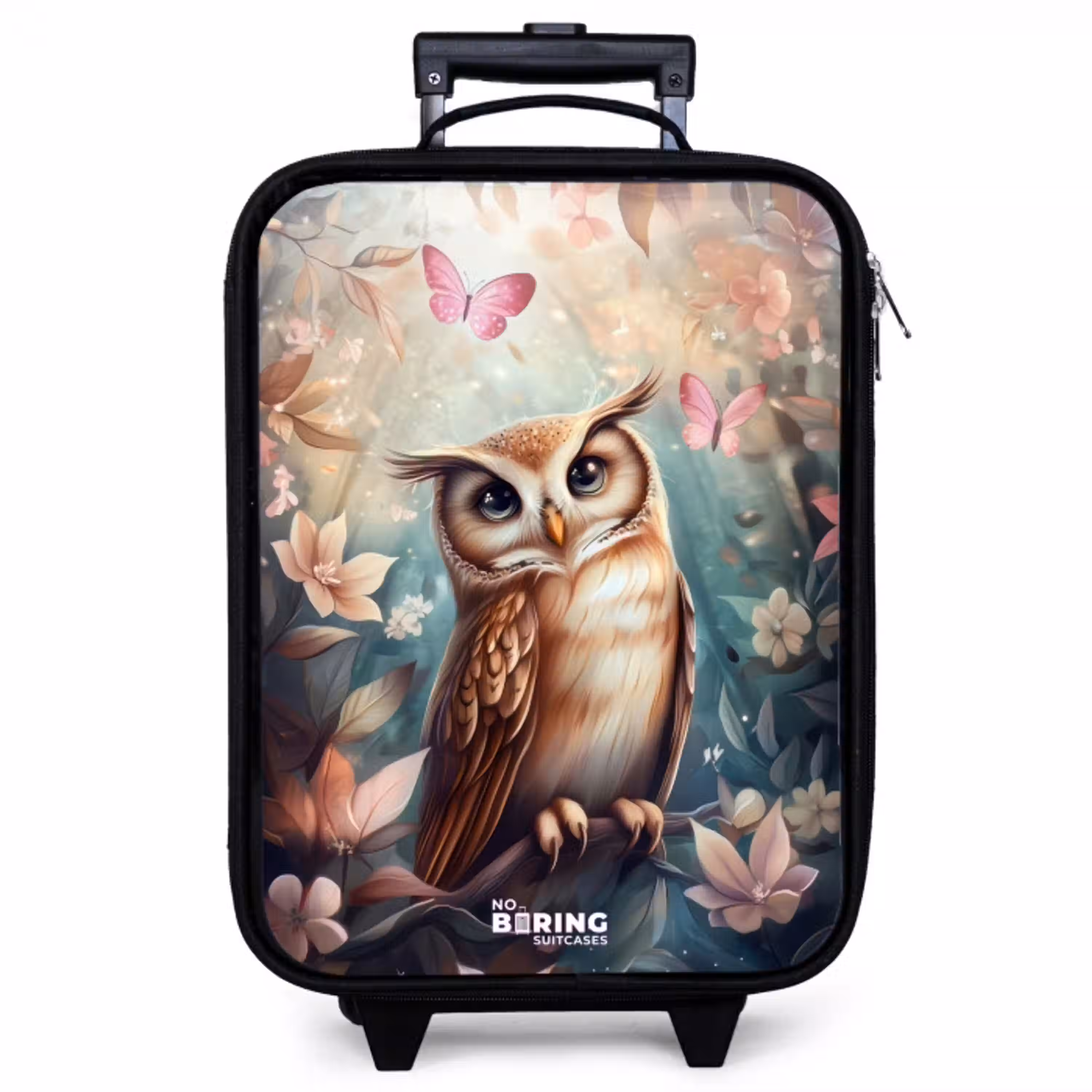 Uil met vlinders in mystiek bos Kinderkoffer - Zwart klein -zzz_website3d