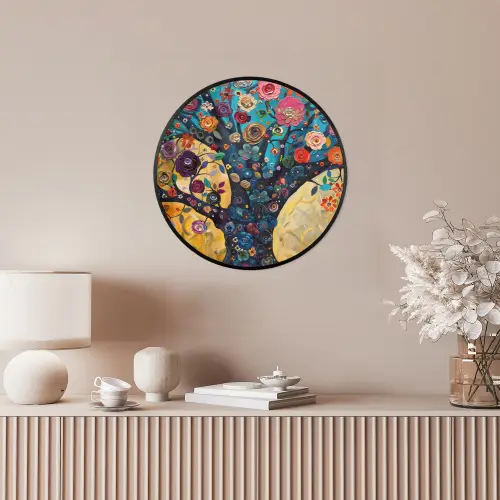 Boom - Levensboom - Kleurrijk - Bloemen - Modern Fotolijst rond zonder passe partout klein -sfeer3