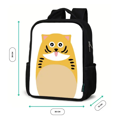 Dierenportret - kat - kinderen Rugzak - Zwart middel -productfoto_formaten