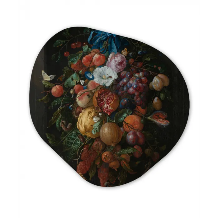 Festoen van vruchten en bloemen - Schilderij van Jan Davidsz. de Heem Wandcirkel Organisch Forex 3mm klein -3d