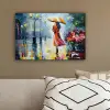 Olieverf - Paraplu - Vrouw - Straat - Kunst canvas 2cm klein -sfeer3