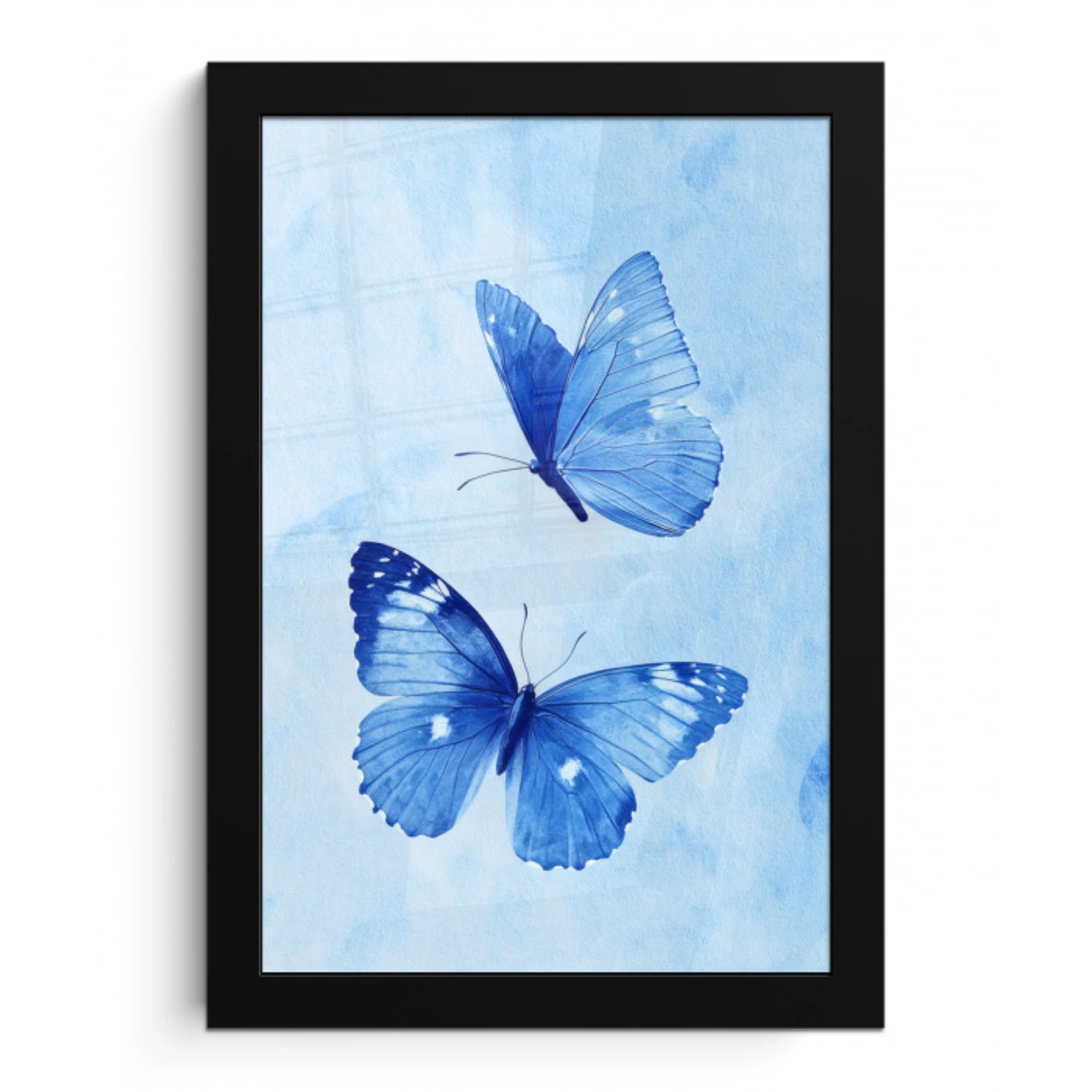 Vlinders - Sierlijk - Blauw fotolijst zwart zonder passe partout klein -3d