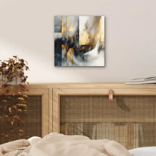 Kunst - Goud - Zilver - Abstract aluminium wit klein -sfeer3