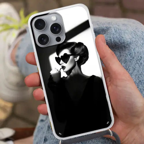 Vrouw - Zwart - Hart Hoesje iPhone 16 Pro Max met koord klein -sfeer3