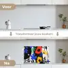 Bloemen - Bladeren - Abstract - Zwart keuken achterwand spatscherm klein -voor_na_NL