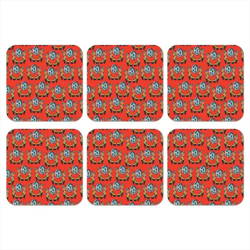 Rood - Disco - Patroon onderzetter kurk middel 366 -3d
