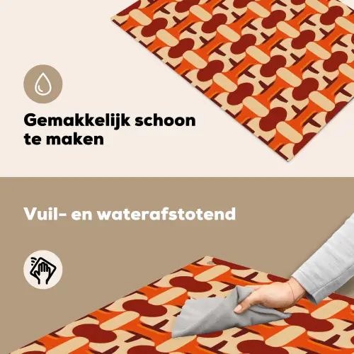 Geometrisch - Retro - Oranje Inductie beschemer met haakjes klein 777 -ky-schoon-nl