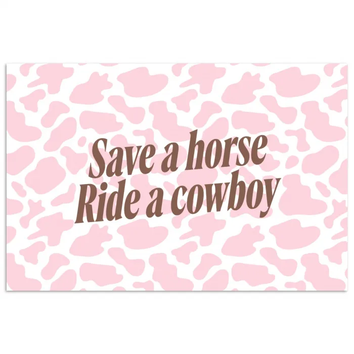 Koeienprint - Roze - Cowboy - Horse poster papier klein -3d