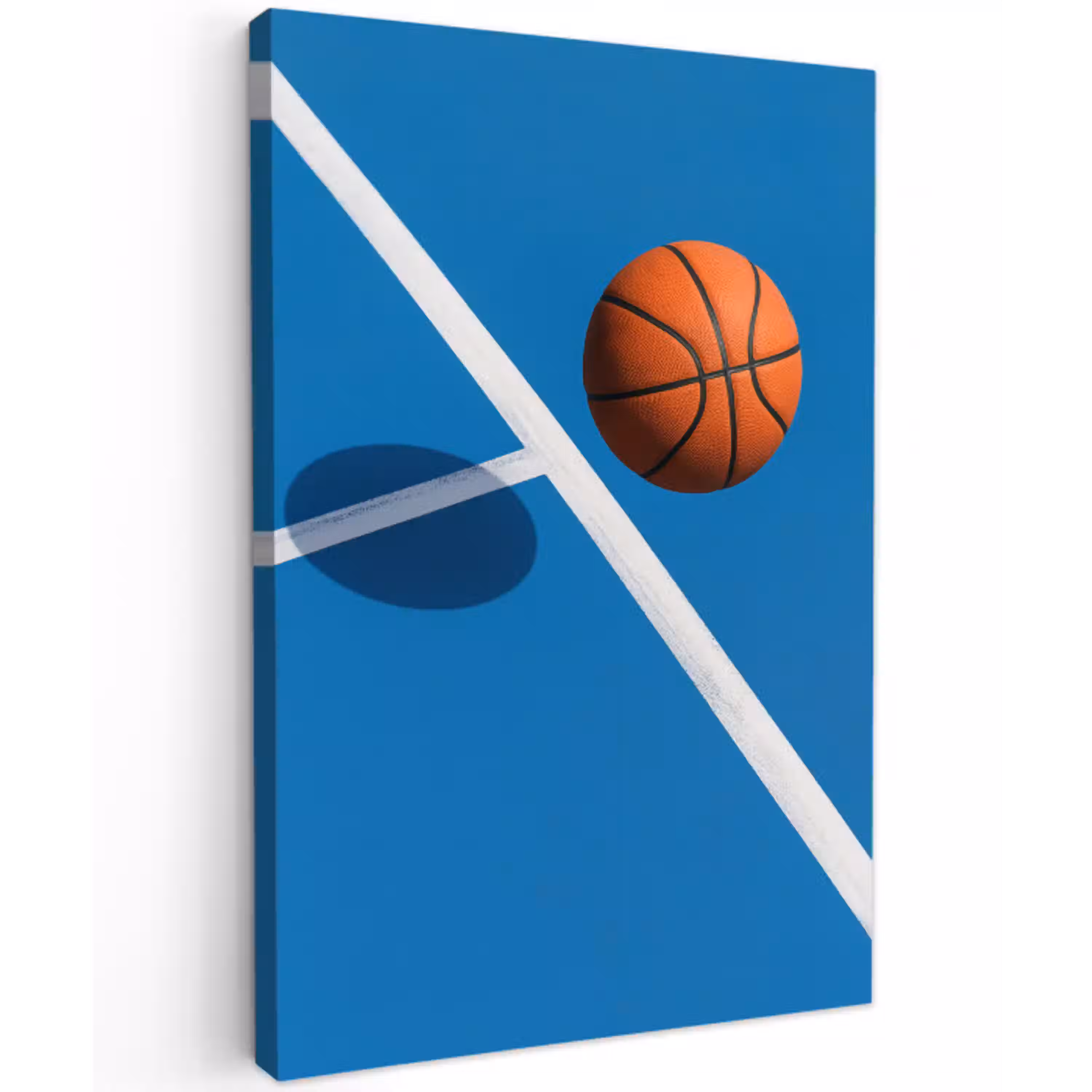 Basket - Bal - Blauw - Zwevend Tuinposter op houten frame 2 cm dik middel -3d