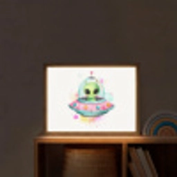 Alien - Ufo - Kleurrijk Light Box met batterij (Wandlamp kind) middel -sfeer1_kind
