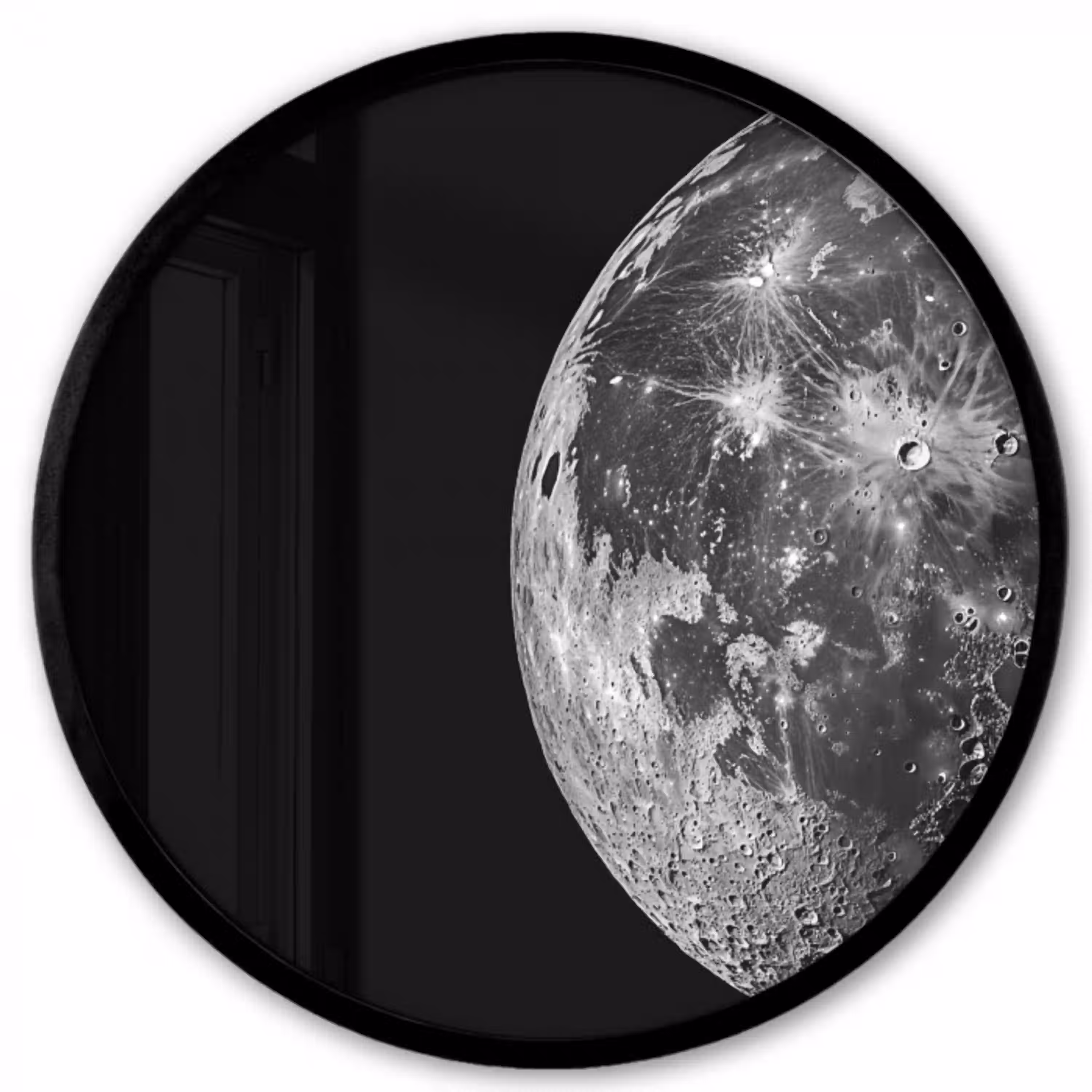 Close-up - Maan - Wit - Textuur Fotolijst rond zonder passe partout klein -3d