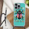Kever - Bloemmotieven - Turquoise - Bladeren Hoesje iPhone 16 Pro Max met koord klein -sfeer4