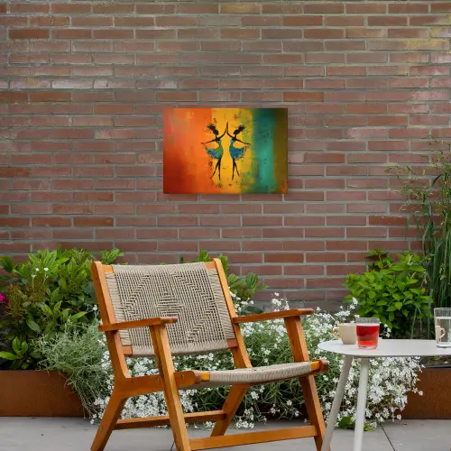 Dansen - Vrouwen - Verfstructuur Tuinposter op houten frame 2 cm dik klein -sfeer3