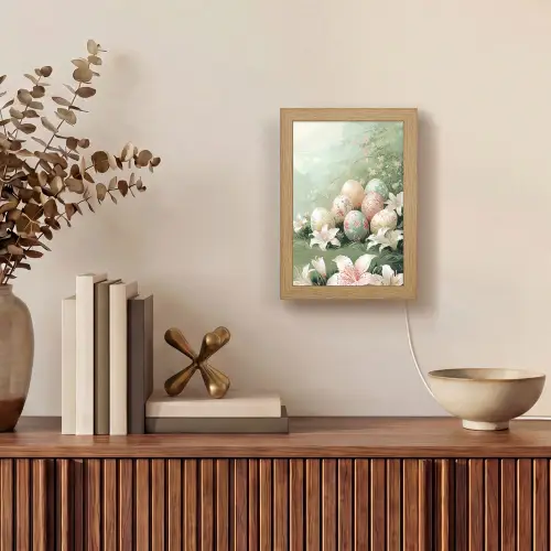 Paaseieren - Pasteltinten - Bloemen Light Box met kabel (Tafellamp) klein -sfeer2
