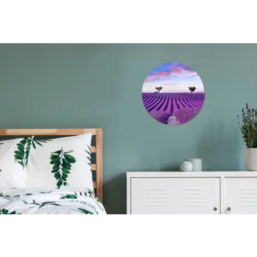 Lavendel - Natuur - Paars - Bomen Wandcirkel aluminium klein -slaapkamer