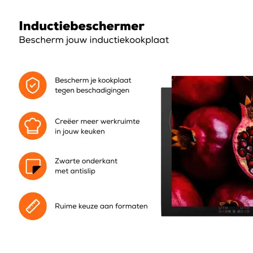 Granaatappel - Rood - Fruit Inductie beschermer vinyl 3mm klein -zzzzzzz-td-ups