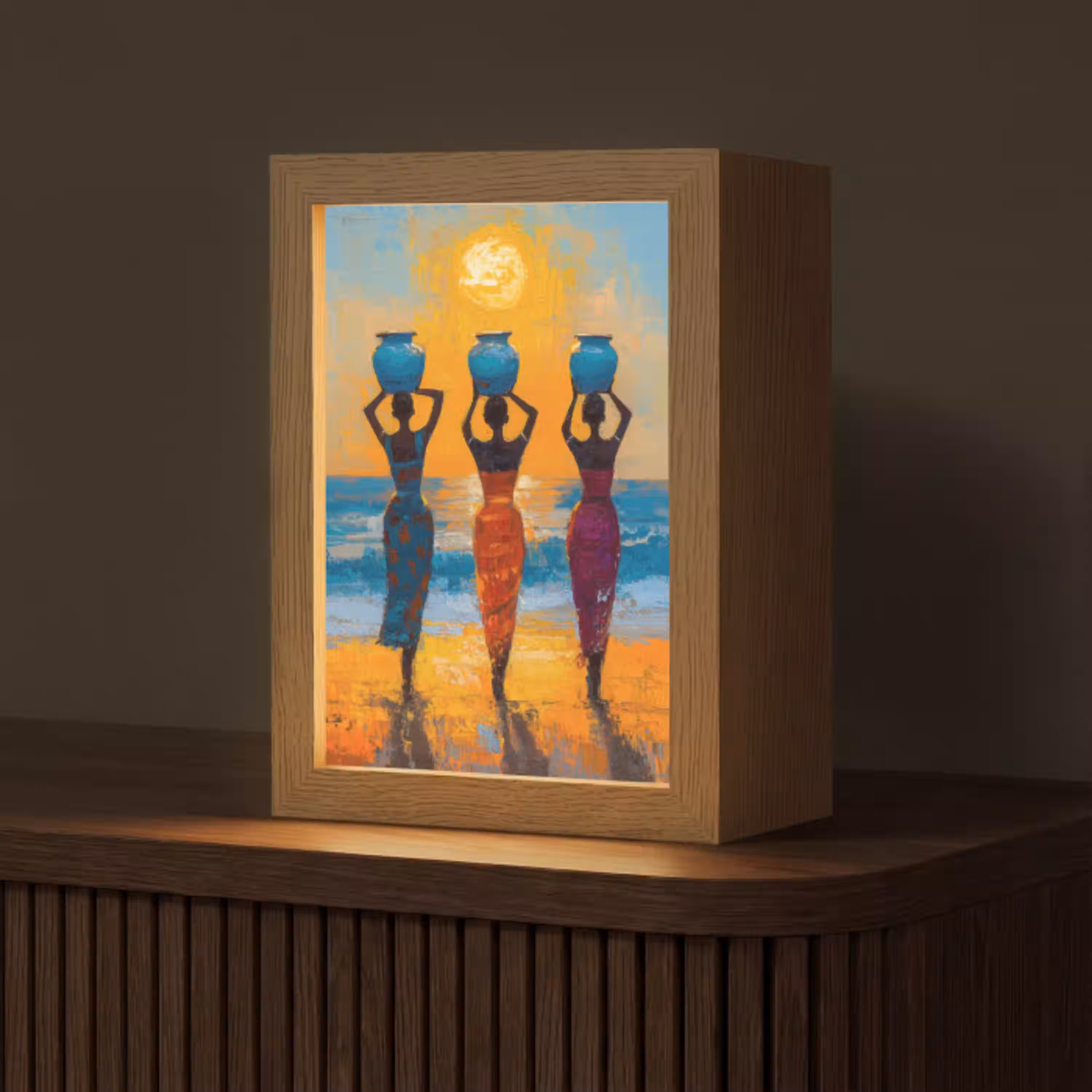 Vrouwen - Strand - Zondsondergang Light Box met kabel (Tafellamp) klein -z3d_website