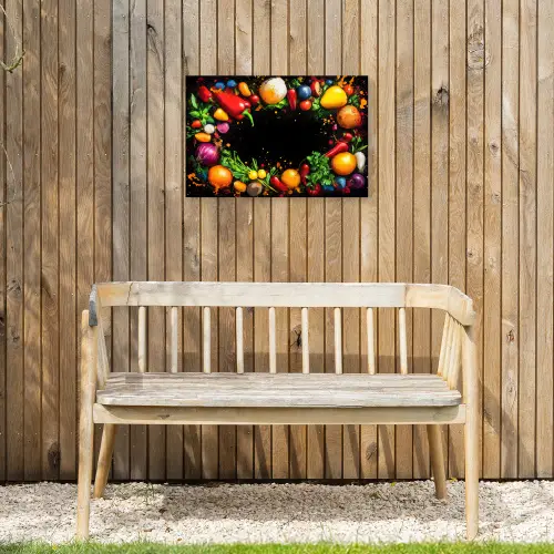 Groente - Graffiti - Kleurrijk - Koken - Abstract Tuinposter op houten frame 2 cm dik klein -sfeer4