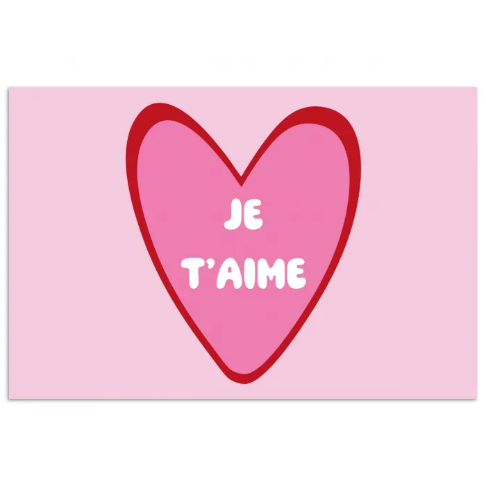 Hart - Frans - Valentijn - Roze poster papier klein -3d