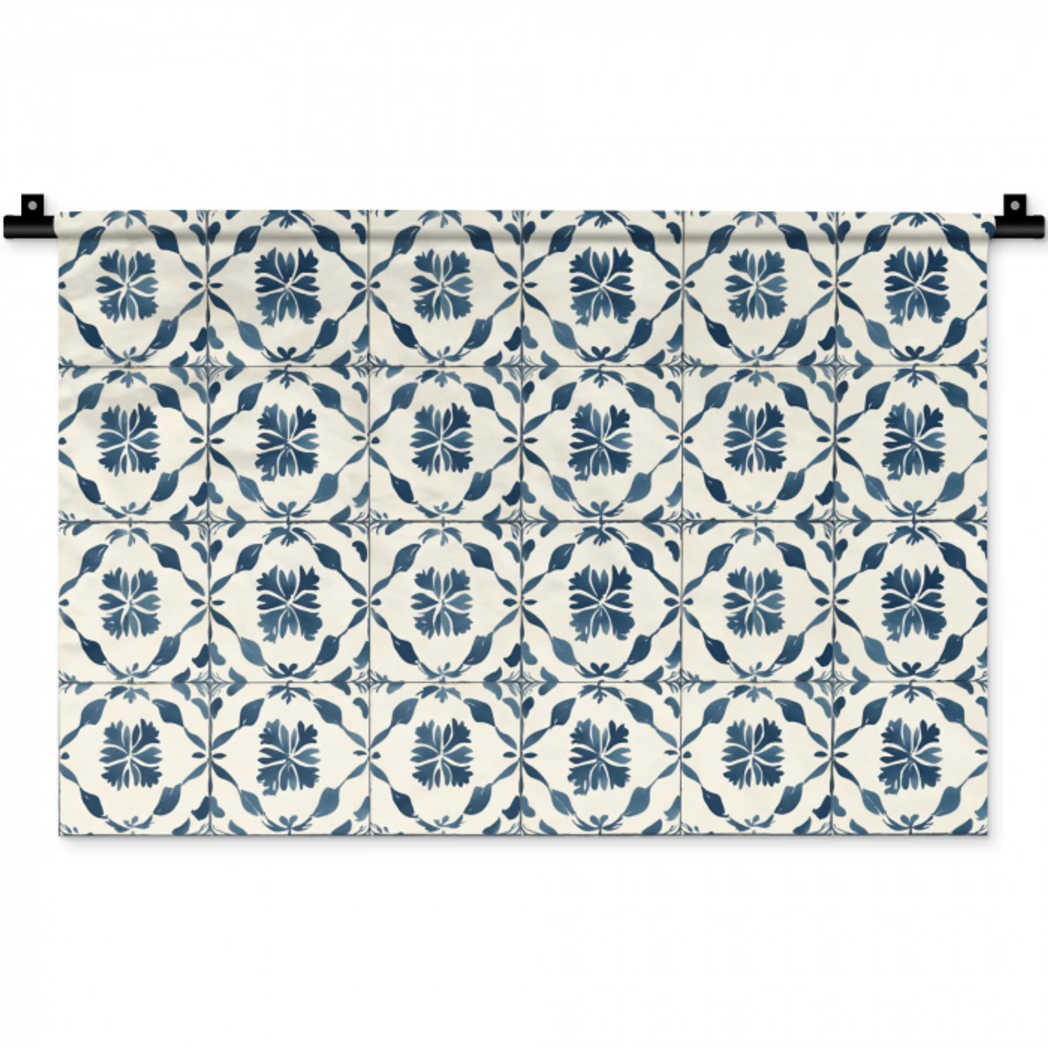 Grafisch - Tegel - Blauw Wandkleed katoen klein 269 -zz3d